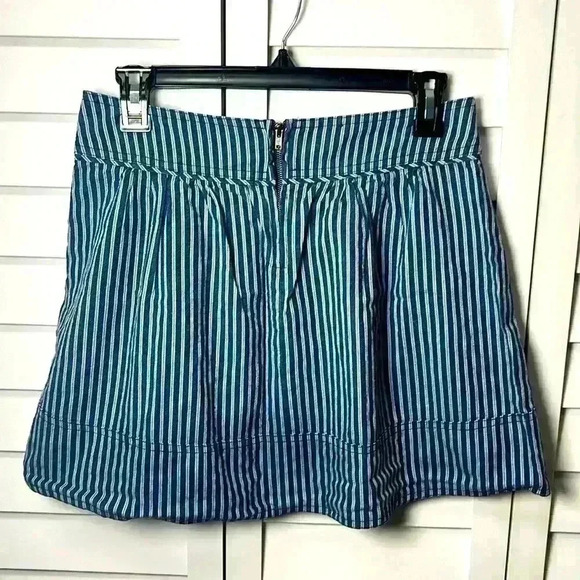 Zara Linen Blend Striped Mini Skirt Size XS Blue & White - Picture 4 of 8